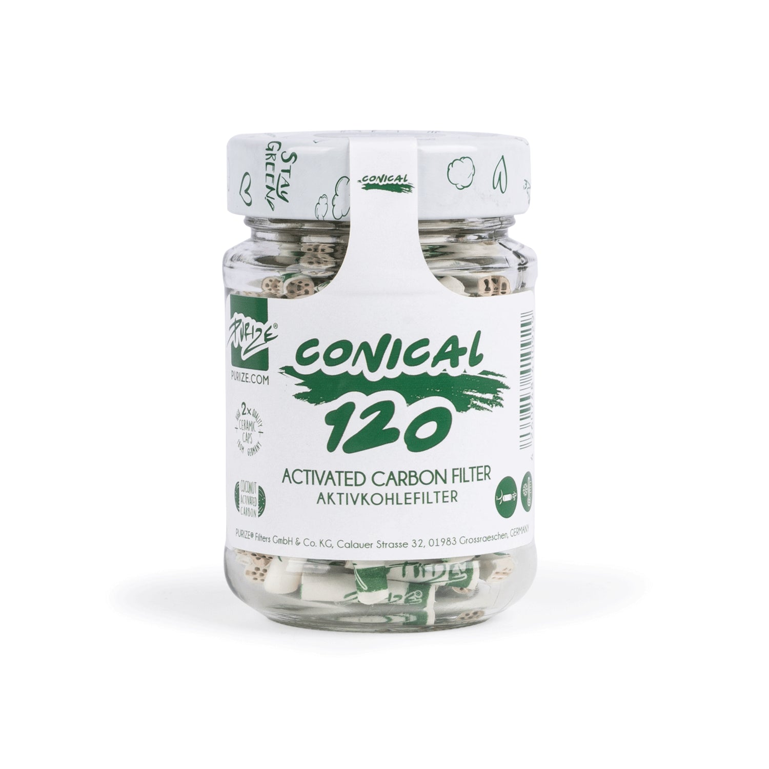 FILTRO AI CARBONI ATTIVI Purize CONICAL EXTRA SLIM conici da 5mm a 6mm - confezione in materiale RICICLATO