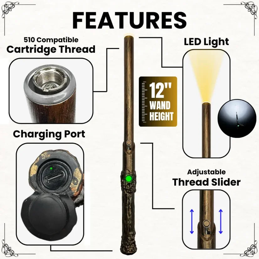 Batteria 510 trhead WANDAJAMIN di Smyle Labs  con batteria e luce LED e funzione di scorrimento per nascondere la cartucce cartridges 3 temperature