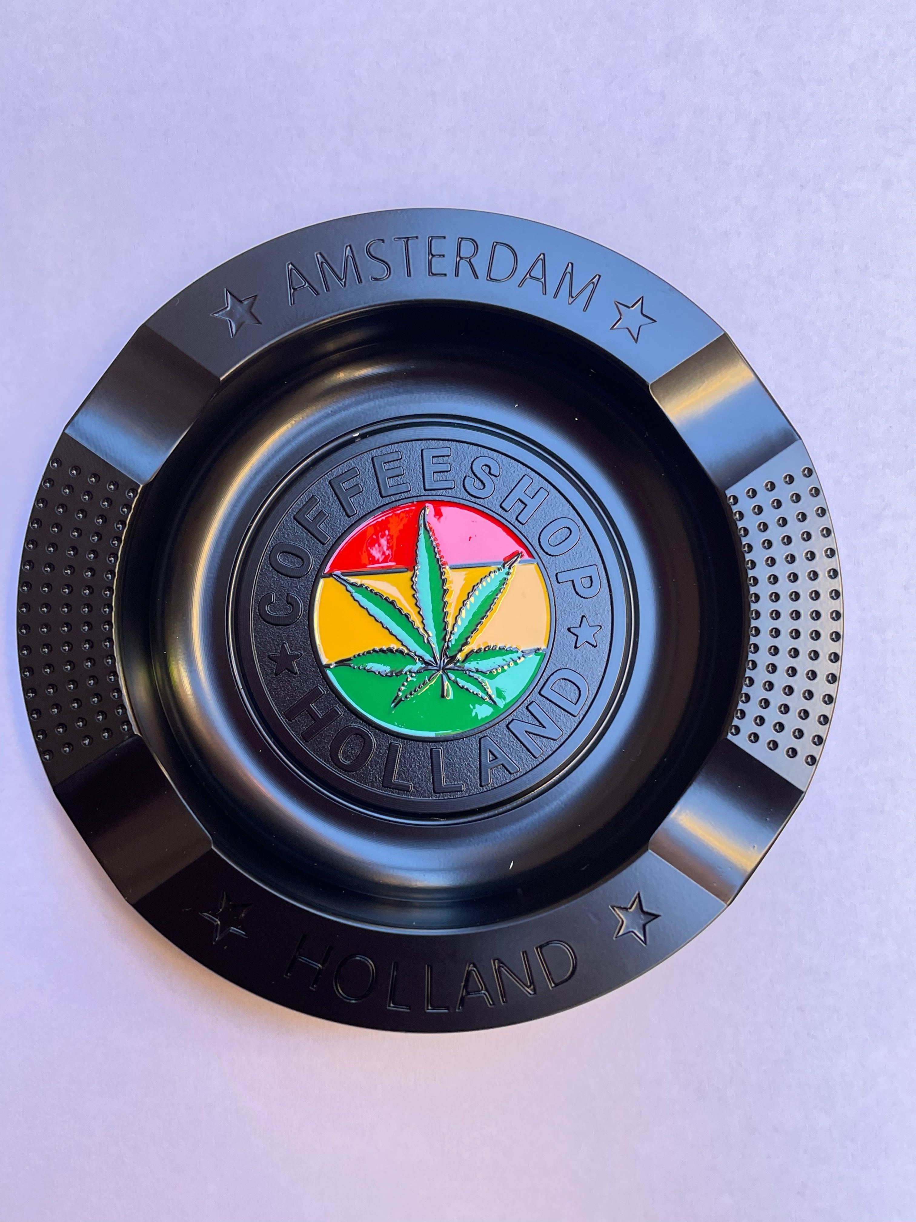 Posacenere  AMSTERDAM FOGLIA  metallo 4 spazi cavi per appoggio  NERO