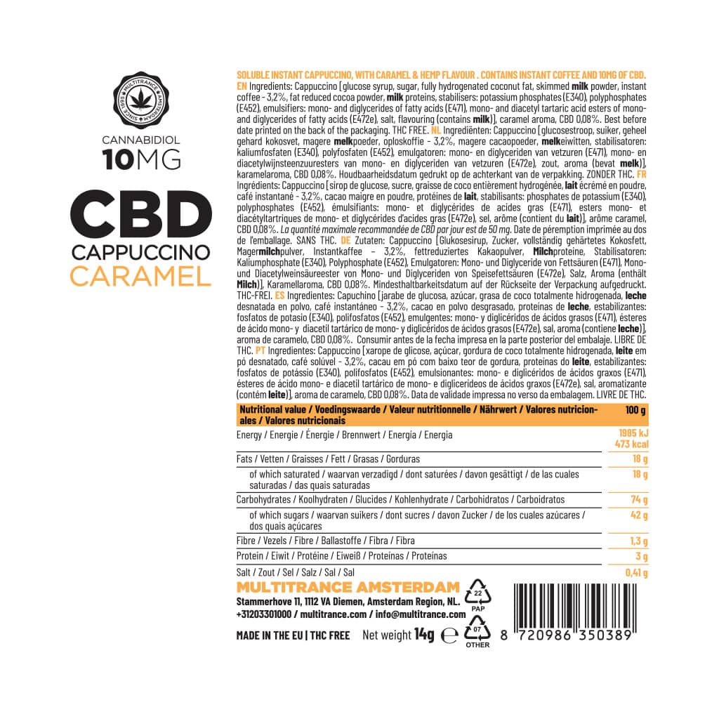 CAPPUCCINO Istantaneo CBD solubile - 10 buste da 10mg