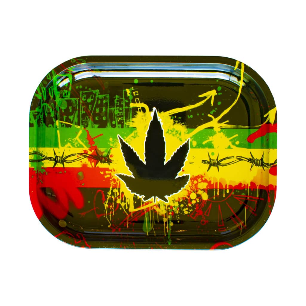 Vassoio in metallo FOGLIA RASTA S collezione IMPASTIERA  rolling tray ANTIGRAFFIO
