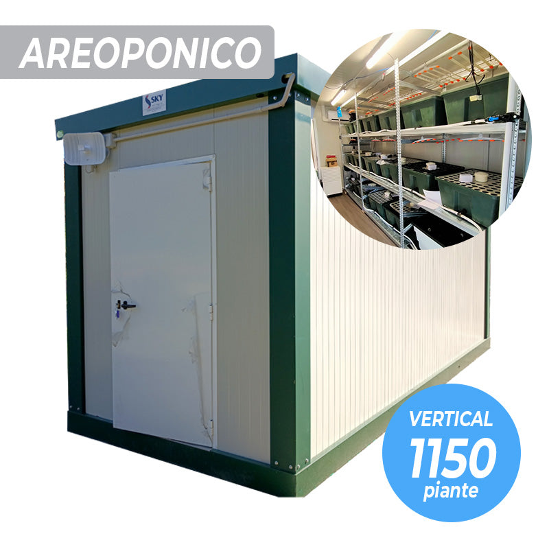 Sistema di coltivazione INDOORLINE- LABORATORIO PREFABBRICATO ALLESTIMENTO VERTICAL 1150 PIANTE - IDROPONICO - 3 LIVELLI  600X240X270h Cm
