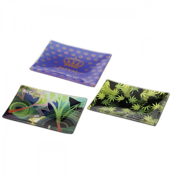 Vassoio per rollare in vetro Black Leaf