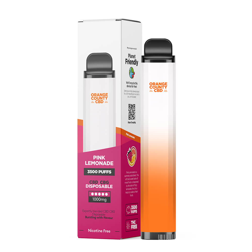 NOVITA' Orange County Vape Pen gusto PINK LEMONADE 600mg CBD & 400mg CBG. THC FREE (0% THC) – Circa 3500 Tiri  Puffs per pennetta
