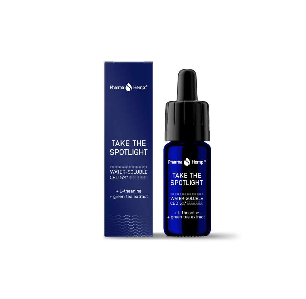 PharmaHemp TAKE THE SPOTLIGHT 5% CBD solubile in acqua + L-teanina + Estratto di tè verde