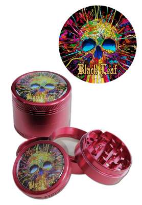 Grinder Black Leaf Cyber Skull metallo 4 parti + spatolina