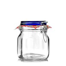 Contenitori IN VETRO TRASPARENTE TAPPO blu