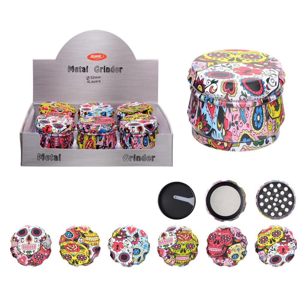 Grinder metallo ATOMIC colorati 4 parti + spatolina