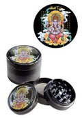 Grinder Black Leaf Ganesha metallo 4 parti + spatolina