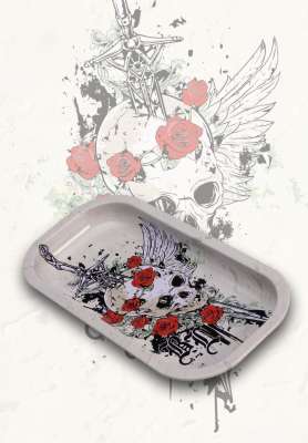Vassoio in metallo SKULL Black Leaf