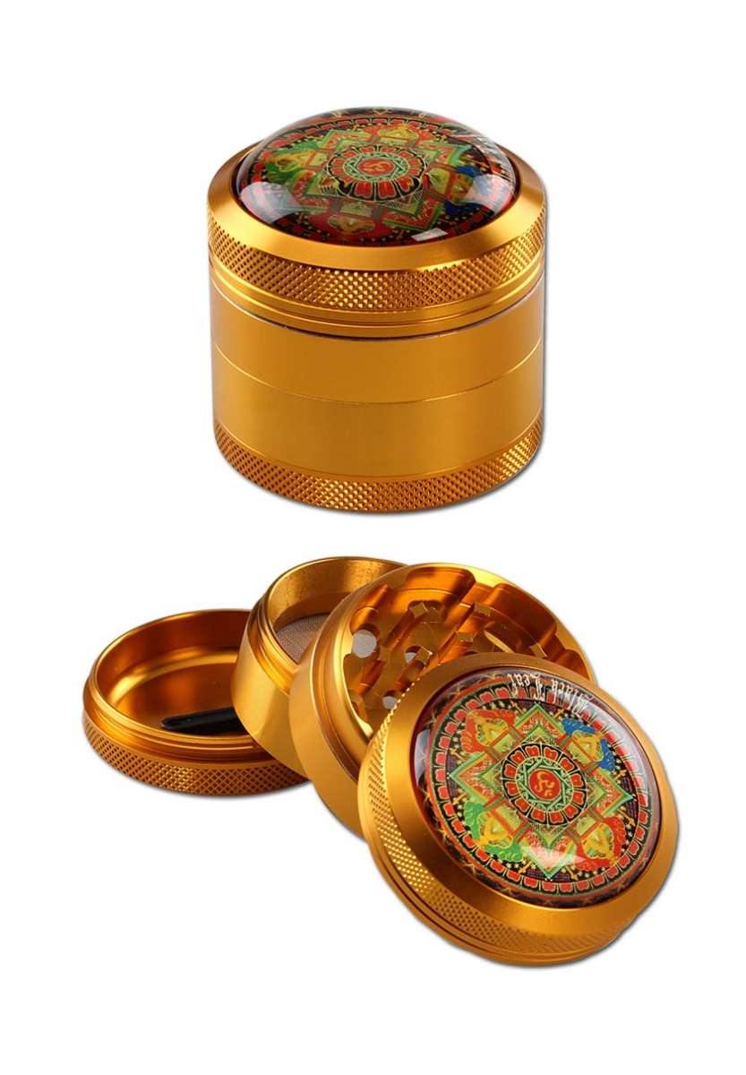 Grinder MANDALA 4 parti Black Leaf ambra