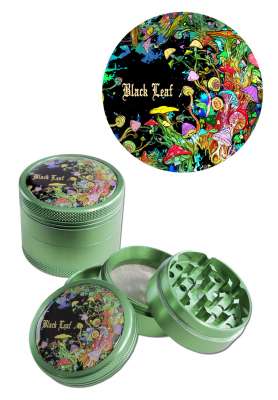Grinder Black Leaf Mushrooms metallo 4 parti + spatolina