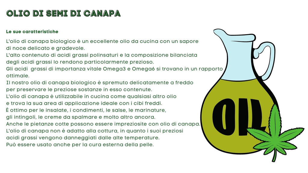 OLIO DI SEMI DI CANAPA - 100% PRODOTTO ITALIANO - SUPER FOOD